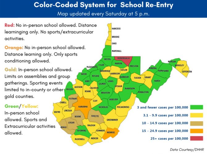 W.Va. Gov. Justice Adds New Color to School Re-entry Map